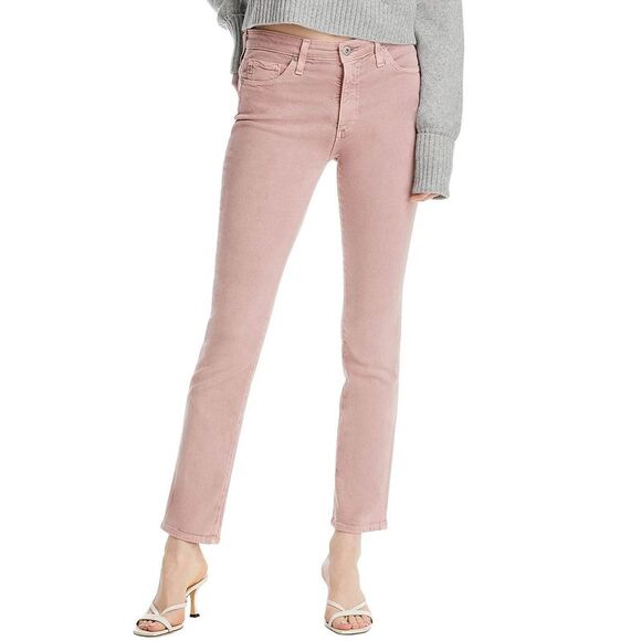 AG Womens Mari High-Rise Slim Straight Jeans 27 Hi-White Rosy Blush - NWT